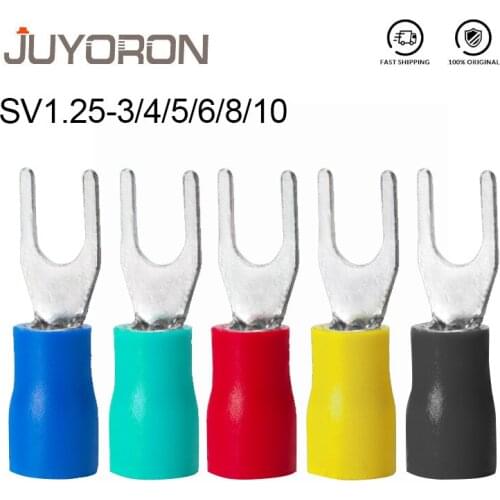 1000pcs SV1.25-3/4/5/6/8/10 Blue Furcate Crimp Terminal Insulated Cable Wire Connector Electrical Lug