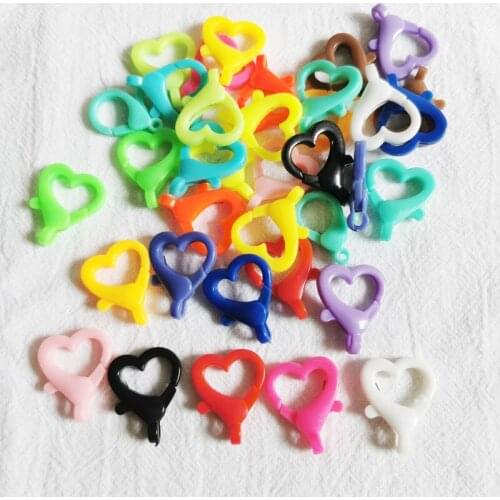 1000 pieces 22-27mm acrylic diy heart clasp hooks.lobster connector keychain ring.for woman jewelry making accessories 2021 new