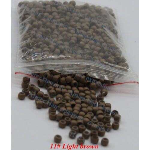 1000pcs/lot 11# L.brown silicone Nano ring for Hair Extensions micro rings 3.0mm nano beads Smallest silicone Nano rings links