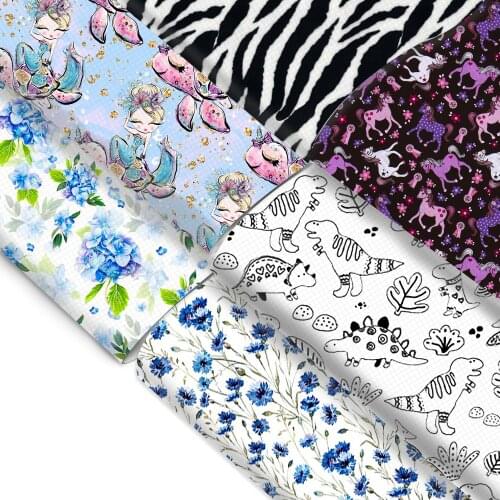 20*33cm Flower Animal Unicorn Lychee Vinyl Artificial Faux Leather Fabric DIY Bows Bag Shoes Synthetic Leather Materials,1Yc7032