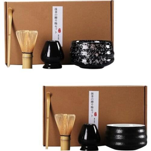 4Pcs/Set Traditional Matcha Whisk,Bamboo Matcha Whisk With Spoon ,Ceramic Matcha Bowl,Japanese Matcha Sets
