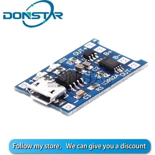 5 pcs Micro USB 5V 1A 18650 TP4056 Lithium Battery Charger Module Charging Board With Protection Dual Functions 1A Li-ion
