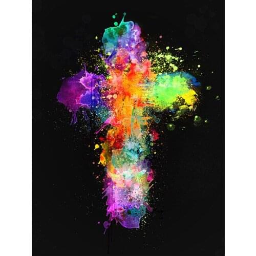 5D DIY Square Diamond Mosaic Diamond Embroidery Colour Christian Cross Jesus Christ Mbroidered Cross Stitch Home Decoration Gift