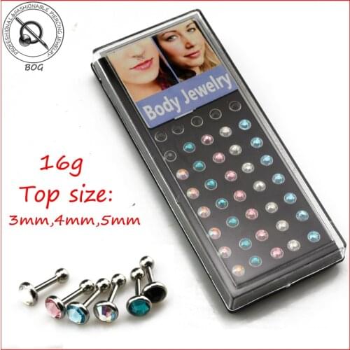 BOG-Lot 40 Pieces CZ Gem Ear Helix Tragus Cartilage Stud Barbells Piercing Ring Jewelry Earring16g