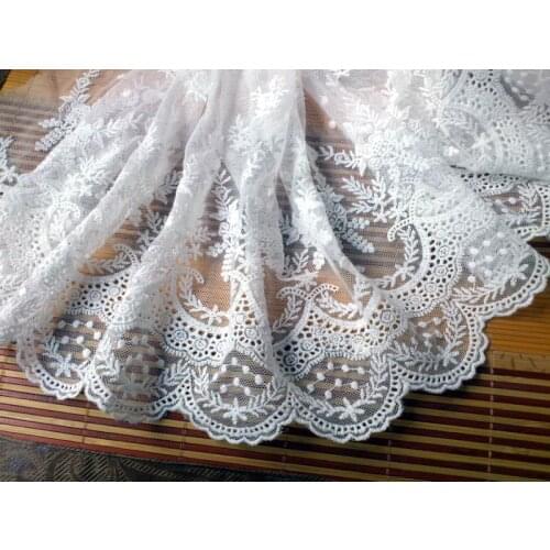 Cheap Lace Fabric White/Beige/Black Gauze Embroidery Lace Trim DIY Lace