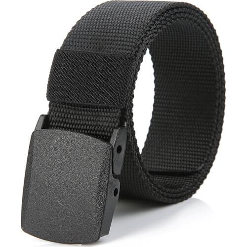 Hypoallergenic Belt Mens Canvas Belt Outdoor Casual Nylon Non-metal Plastic Buckle Casual Fabric Trousers
