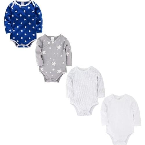 Honeyzone 4pcs/Set Ropa De Bebe De 0 A 3 Meses Star Print Summer Baby Romper Recien Nacido Full Sleeve Jumpsuit Pyjama Bebe