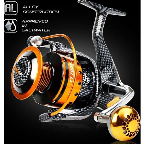 Sougayilang 2000-7000 Series Spinning Jigging Reel Spinning Reel 12+1BB Alloy Reel 20kg Drag Power Saltwater Fishing Tackle