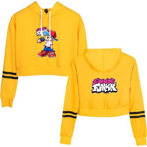 Game Friday Night Funkin Crop Top Hoodie for Girls Harajuku Cropped Sweatshirt Streetwear Hip Hop Long Sleeves Pullover Tops