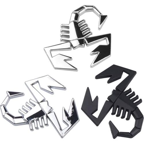 3D Metal Black Silver Scorpion Shape Emblem Badge Sticker For Fiat Abarth Lada Renault Car Door Fender Trunk Rear Car styling