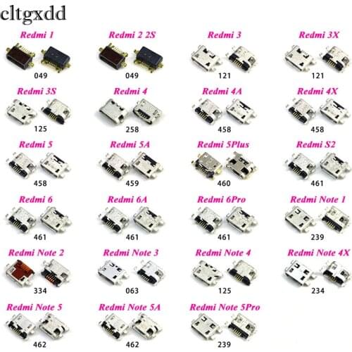 Cltgxdd Micro USB Charging Port Jack Socket Connector for Xiaomi Redmi 1 2 2S 3 3X 3S 4 4A 4X 5 5A 5X 6 S2 Redmi Note 5 5A 5Pro
