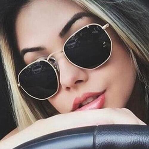 Polygon Frame Metal Square Sunglasses Women Classic Vintage Pilot Sun Glasses Brand Design Gradient Sunglasses Oculos