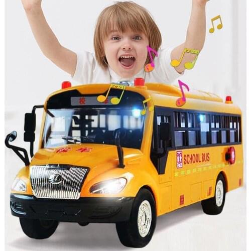 Simulation Inertial Music School Bus Toys Alloy Car Early Educational Interactive Toys Lighting Singing Car Toys For Children