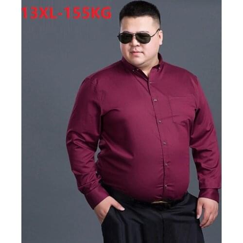High quality autumn men dress shirt long sleeve plus size shirt 10XL 12XL formal office loose oversize shirts Business navy blue