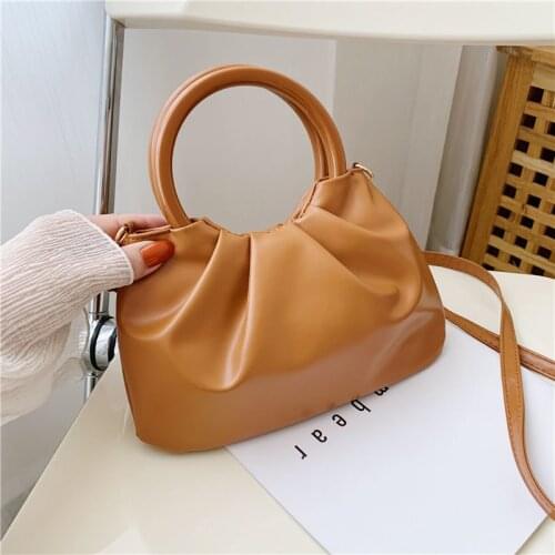 Soft PU Cloud Handbags for Women Solid Leather Messenger Bag Female Top-handle Bags Tote Shoulder Bag-clutch New Classical Bag