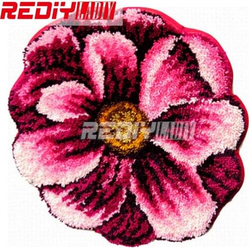 2015 New 3D Latch Hook Rug Kits DIY Needlework Unfinished Crocheting Rug Yarn Cushion Mat Embroidery Carpet Rug Pink Flowers