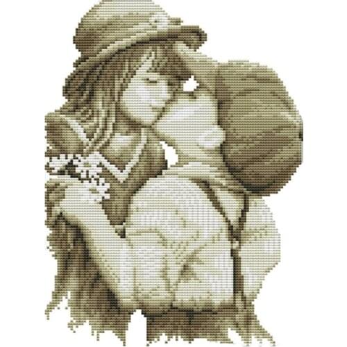 New Stamped Cross Stitch Kits Preprinted Embroidery Cloth DIY Needlepoint Kits for Beginners - Kiss Goodbye