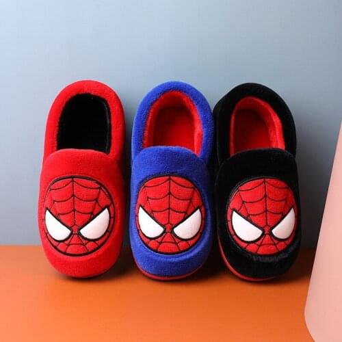 Autumn/Winter Disney Childrens Cotton Slippers 4-16 Years Old Childrens Spider-Man Plus Velvet Outing Casual Cotton Shoes
