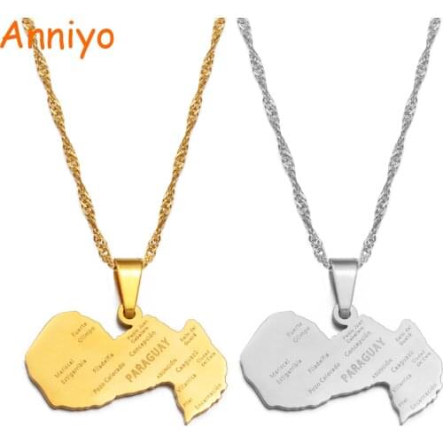Anniyo Paraguay Map Pendant Necklaces Paraguay Rohaihu Maps Jewelry Paraguayan #241221