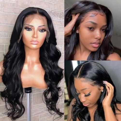 Natural Black Synthetic Lace Front Wig For Women 26Inch Long Natural Wave Hair Wig High Temperature Fiber Cosplay Wigs