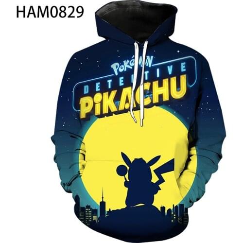 Pikachu 2021 spring and autumn fashion couple Hoodie Boys and girls 3D animation casual Sweatshirt Harajuku long sleeve