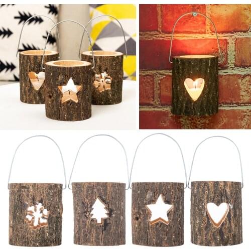 Candle Holder Tea Light Natural Wood Craft Christmas Candlestick Stand Tea Lights Holders Home Party Decor Xmas Gift Decorations