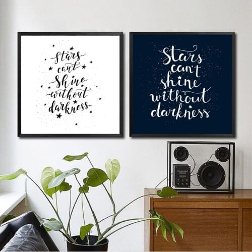 Stars Can't Shine Without Darkness Quote Canvas Art Prints Inspirational Painting Poster Wall Art Home Decoration