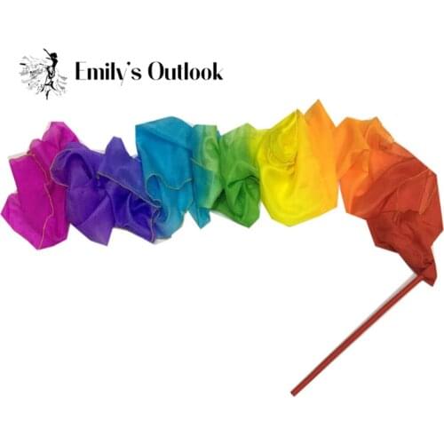 Handmade Colorful Soft Silk Ribbon Throw Streamer With Rods Church Worship Adoration Dance Banner 400cm