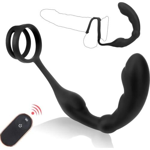 Silicone Anal Plug Butt Delay Ejaculation Ring Waterproof Massager Stimulator Sex Toy for Men Male Prostate Massage Vibrator