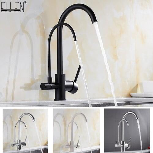 Kitchen Faucets Solid Brass Crane For Kitchen Purified Water Filter Tap Three Ways Sink Mixer 3 Way Kitchen Faucet ELM134
