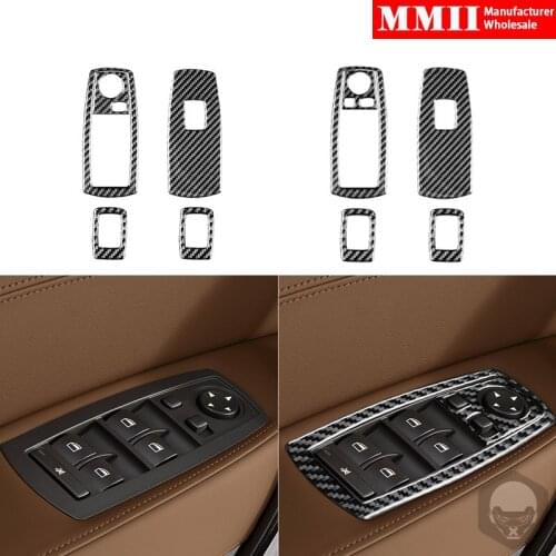 For BMW X3 E83 2004-2010 Power Window Cover Trim Sticker Set Real Carbon Fiber Car Interior Styling Decoration Accessories