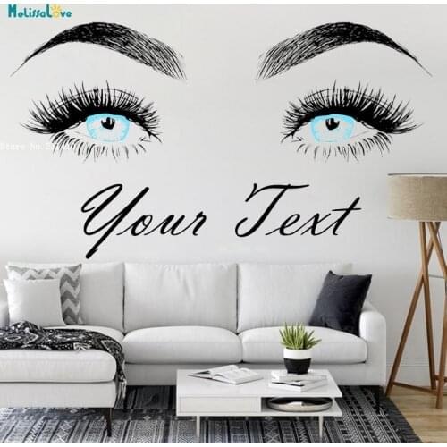 Choose Eye Color Wall Sticker New Design Decals Lashes Brows Custom Art Word Text Beauty Salon Vinyl Poster YT3639