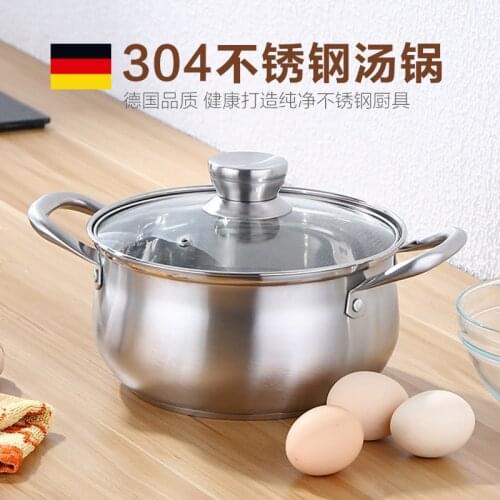 High quality 304 stainless steel double lug steel handle soup pot anti-overflow bottom arc drum pot