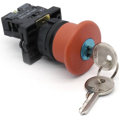 XB2-ES142 Series high quality 22mm emergency stop rotary return momentary mushroom selector switch with key