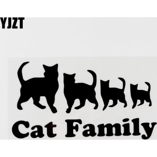 YJZT 15CM×8.2CM Fashion Cat Family Vinyl Car Sticker Decal Black/Silver Car-styling 8C-0406
