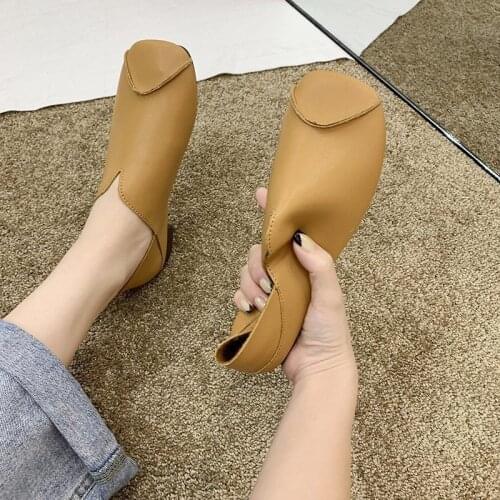 WHNB New Women Shoes Spring Autumn Ladies Flat Shoes Fashion Girls PU Leather Shoes Square Toe Shoes Casual Women Shoes