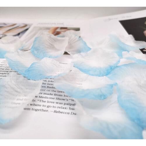1000pcs Blue White Color Change Artificial Silk Rose Flower Petals Wedding Favor Accessories Party Event Bed Carpet Decoration
