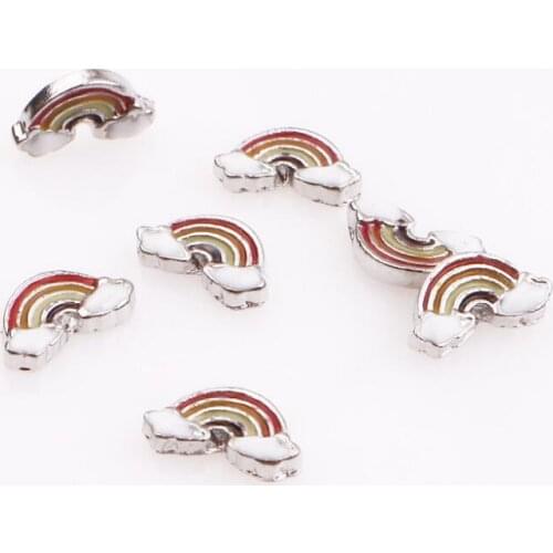 20 , 50)PCS/lot Rainbow Floating Locket Charms Fit For DIY Living Memory Magnetic Locket Jewelrys Making