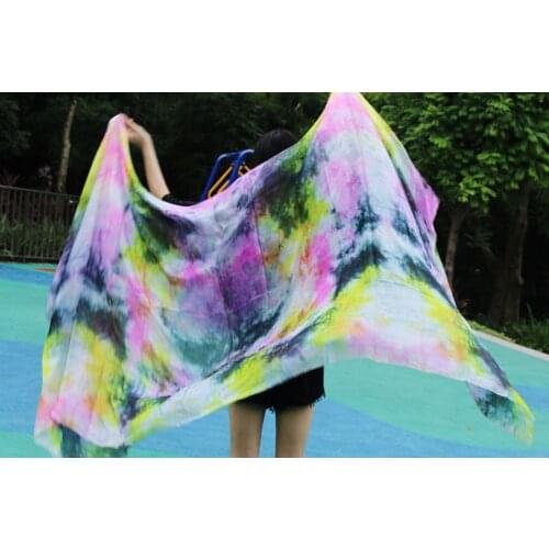 2016 new design 100% Silk Veil Belly dance,rose yellow black and other colors mixed veil wholesale 250 x 114cm