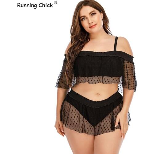 2021 New Bikini Mesh Stitching Plus Size Solid Color Shoulder Split Swimsuit Women, 2 Piece Sets Womens