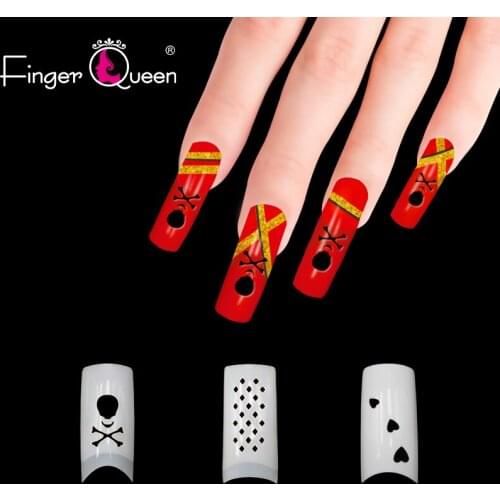 3 Style Skull Grid Heart French False Acrylic Nail Tips Full/Half Cover Tips Coffin Fake Nails UV Gel Manicure Cool Set