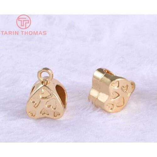 20PCS 11.5*8.5MM 24K Champagne Gold Color Plated Brass Large Hole Heart Charms Connector High Quality Diy Jewelry Accessories