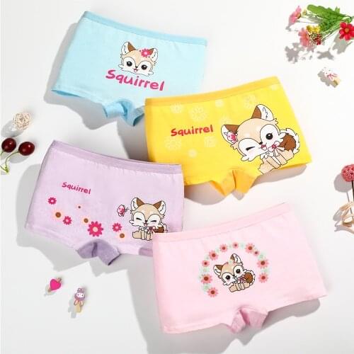 4 Pieces/Lot Children Underwear Girls Panties Cute Cat Pattern Kids Boxer Briefs Child Soft Girl Pants Sets Kids Clothes 2-12Y