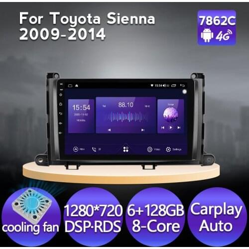 8-Core 6+128G IPS Android 11 Car Radio Multimedia Video Player For Toyota Sienna 2009 2010 2011 2012 2013 2014 Carplay Auto BT