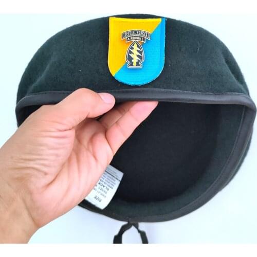 United States US Army 8th Special Forces Group Wool Green Beret SPECIAL FORCES AIRBORNE METAL INSIGNIA Military Hat 1963~1972