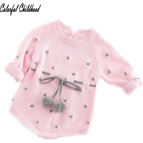 Newborn Infant Baby Bodysuit Girls Long Sleeve Polka Dot Sweet Floral Bodysuits Playsuit Bows Kids Winter Children Clothes 0-24m