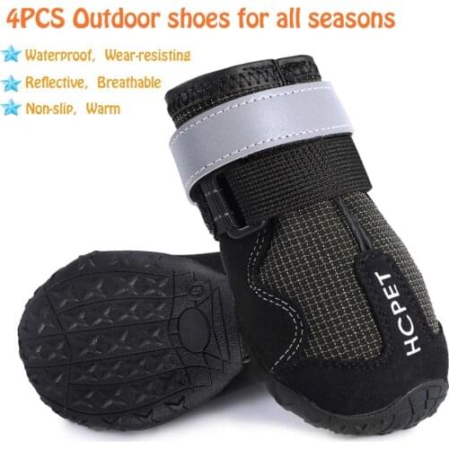 4PCS Christmas Dog shoes Waterproof boots four seasons shoes outdoor non-slip resistant and Warm for medium to large dogs