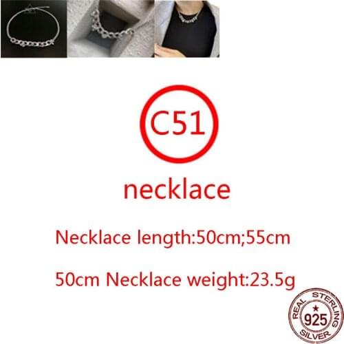C51 S925 sterling silver necklace personalized fashion simple punk hip-hop style CROSS sweater chain gift friend