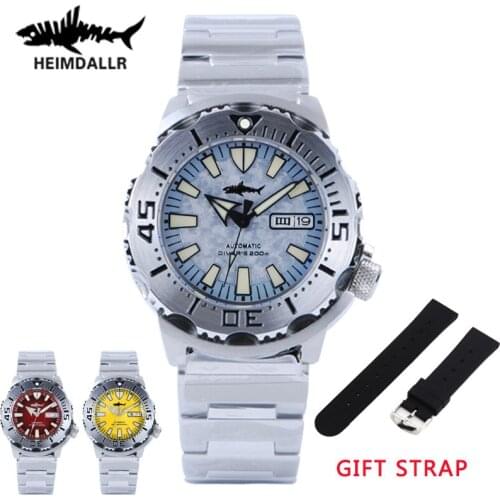 HEIMDALLR Monster Dive Watch Automatic Mechanical Watches 200M Dive Watch NH36A Sapphire C3 Luminous Diver Watch For Men