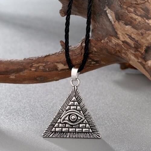 CHENGXUN Egyptian Egypt Pyramid All-Seeing Evil Eye Charm Pendant Men Necklace Geometric Triangle Collier Male